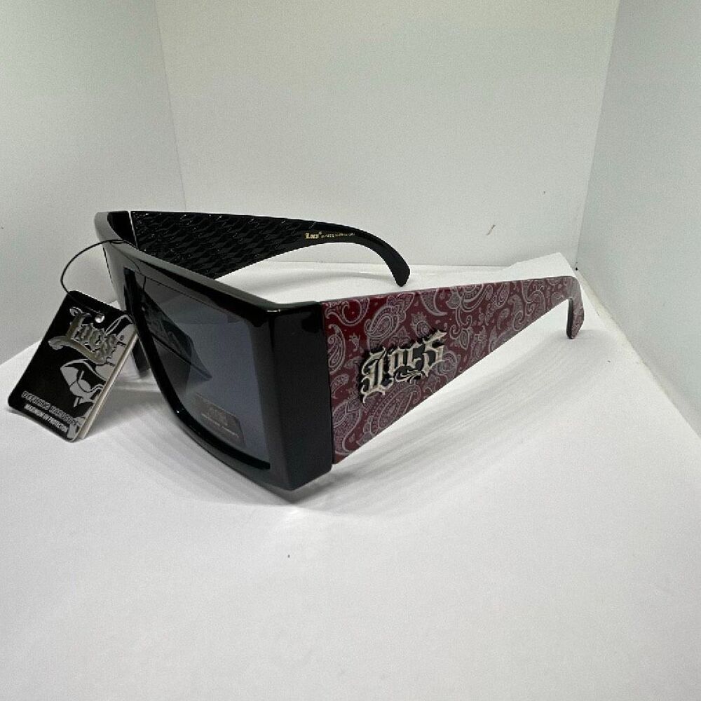 Locs Oversized Square Sunglasses UV400 Paisley Temple Design Bandanna